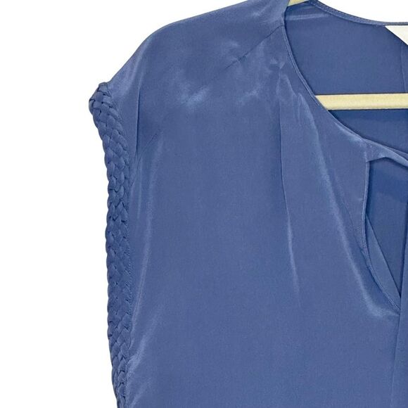 Joie Slate Blue Silk Braided sleeve Tank Top | XL - Picture 3 of 8